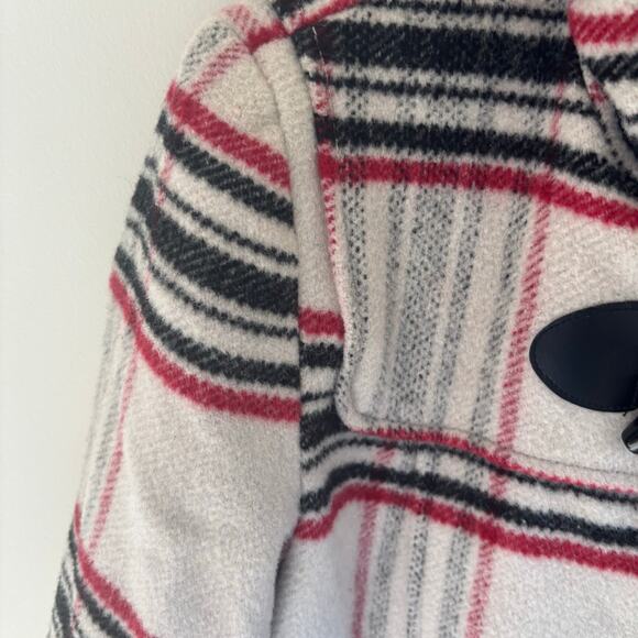 Merona Women's Medium Toggle Duffle Coat Wool Blend Plaid Preppy - Picture 3 of 9